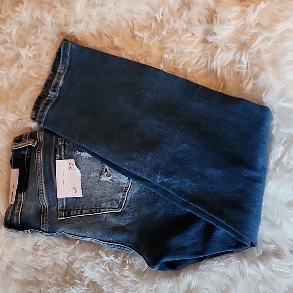 Vervet Jeanne Blue Denim Jeans Brand New High Rise Stretch Slim Straight